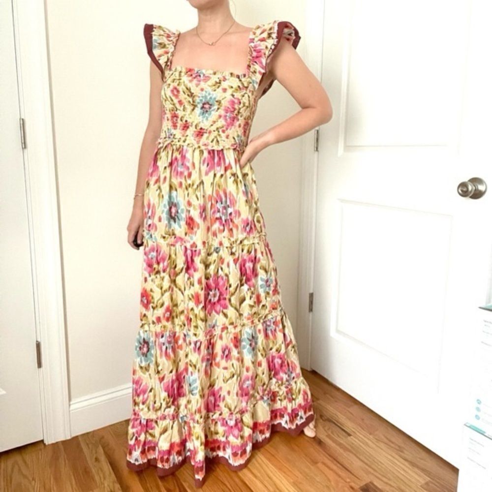 House of Harlow 1960 cotton printed tiered ruffle dress